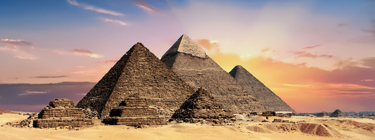The Nile with Giza Pyramids